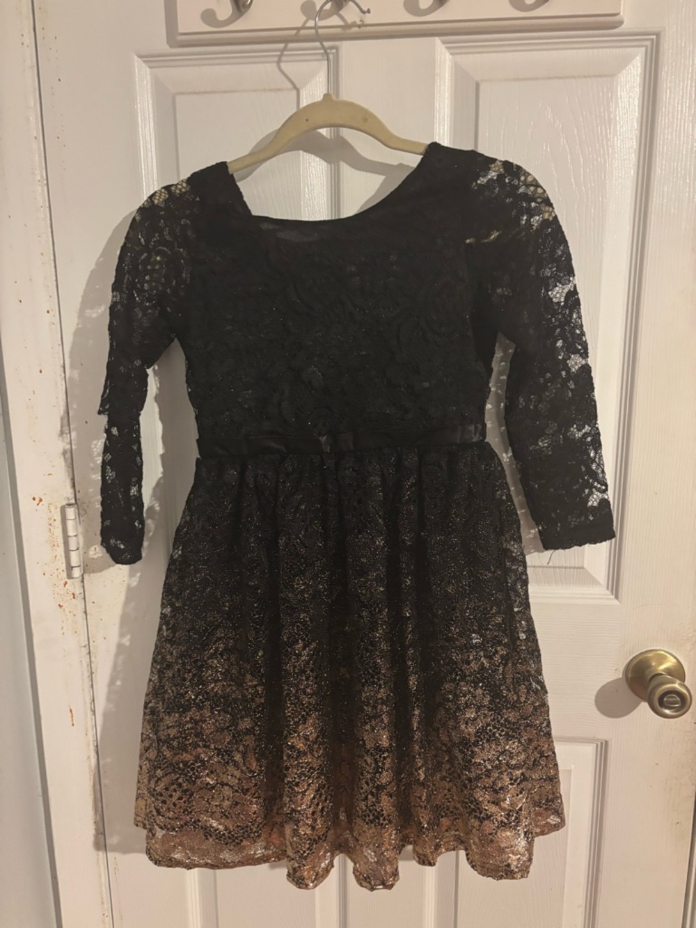 Us Angels Black and Gold Lace Ombre Party Dress